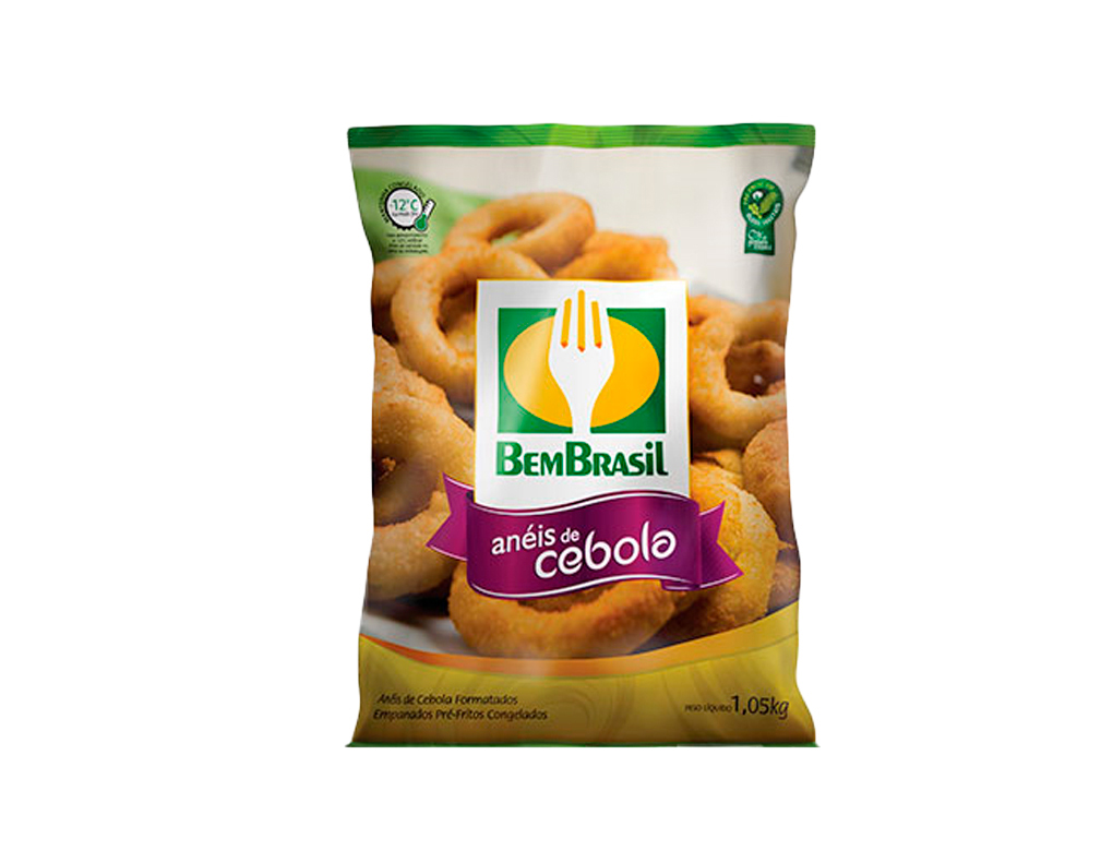 ANÉIS DE CEBOLA CONGELADOS PRÉ FRITOS EMPANADOS PRÉ FORMADOS BEM BRASIL 1,05 KILO (CX 6 PCT) BLACK FRIDAY PMG ATACADISTA