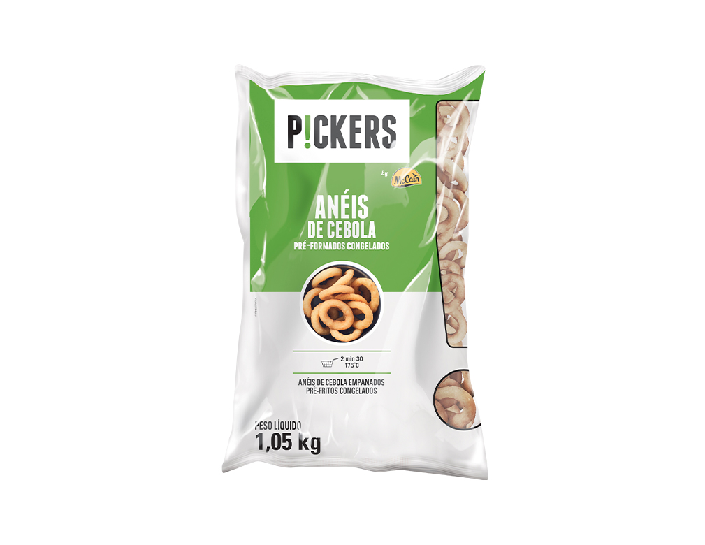 ANÉIS DE CEBOLA CONGELADOS PRÉ FRITOS EMPANADOS PRÉ FORMADOS MCCAIN 1,05 KILO (CX 10 PCT) BLACK FRIDAY PMG ATACADISTA