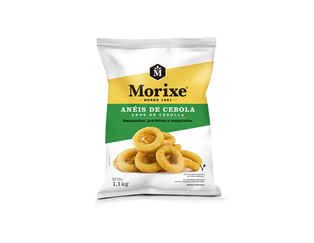 ANÉIS DE CEBOLA CONGELADOS PRÉ FRITOS EMPANADOS PRÉ FORMADOS MORIXE 1,1 KILO (CX 10 PCT) BLACK FRIDAY PMG ATACADISTA