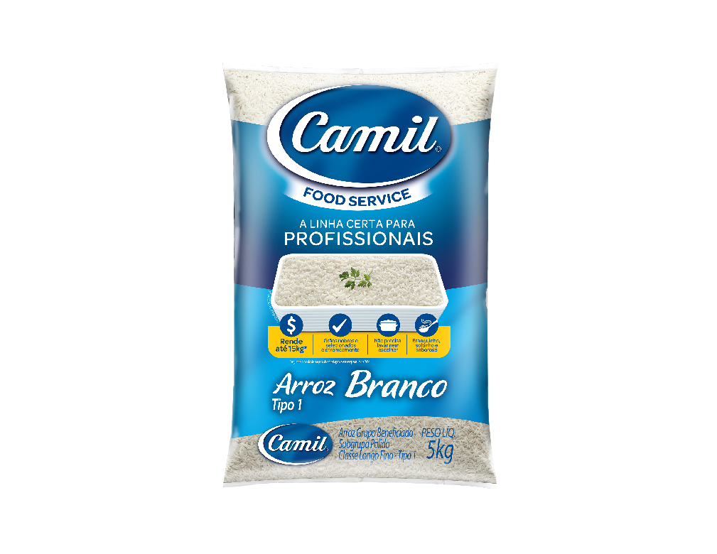 ARROZ BRANCO TIPO 1 FOOD SERVICE CAMIL 5 KILO (FDO 6 PCT) BLACK FRIDAY PMG ATACADISTA