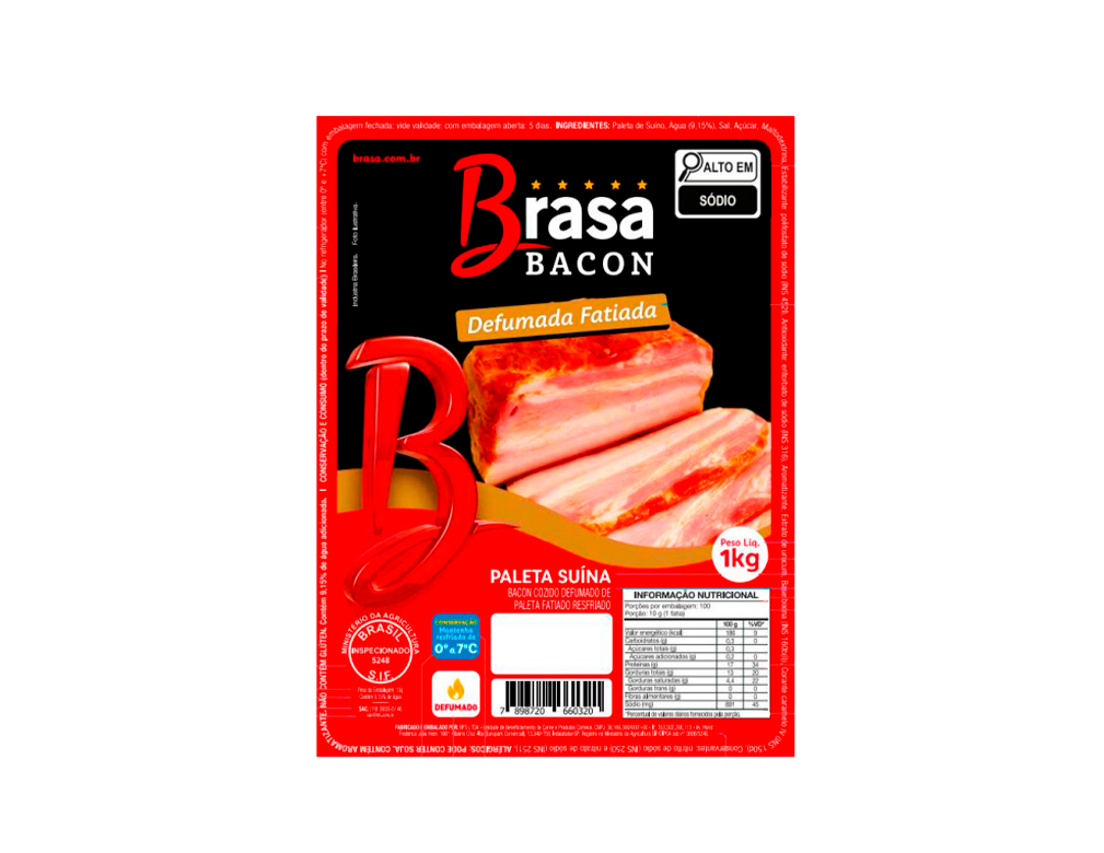 BACON FATIADO "PALETA" BRASA 1 KILO PCT BLACK FRIDAY PMG ATACADISTA