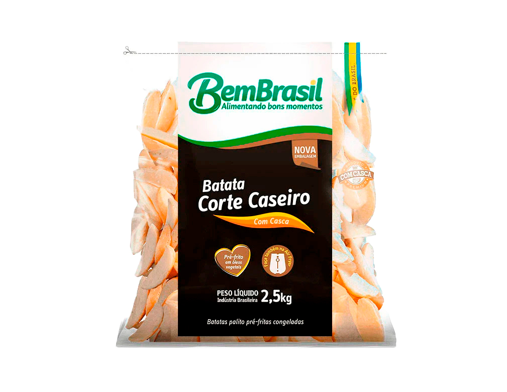 BATATA CONGELADA PRÉ FRITA COM CASCA RÚSTICA CORTE CASEIRO BEM BRASIL 2,5 KILO (CX 6 PCT) BLACK FRIDAY PMG ATACADISTA