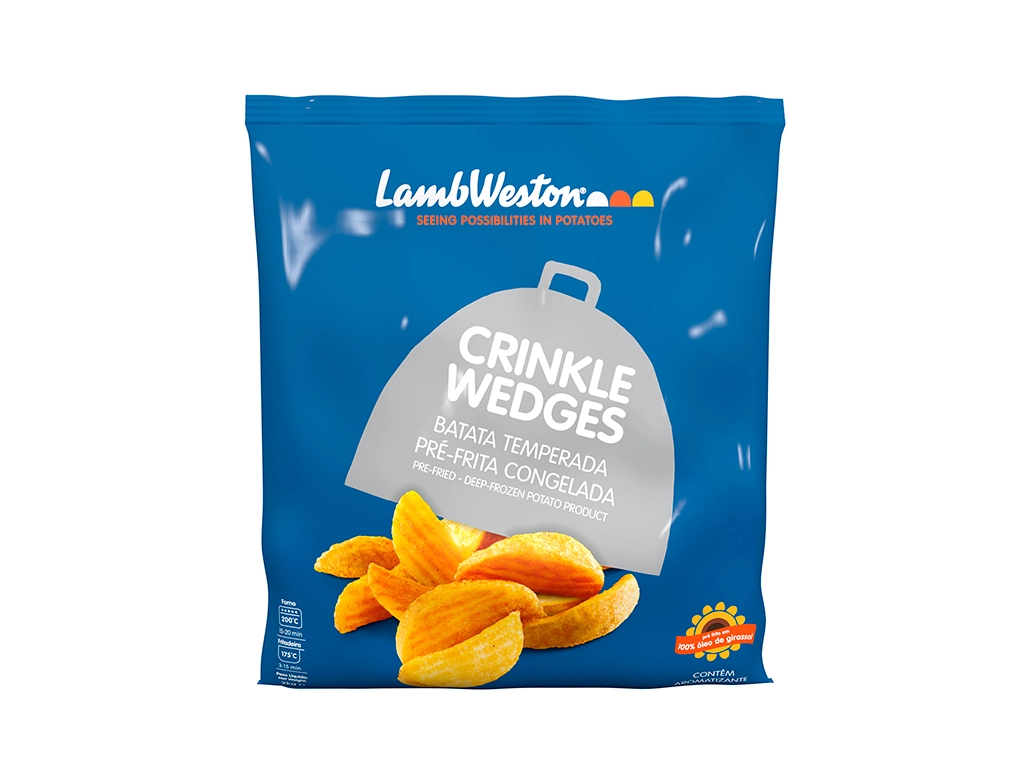 BATATA CONGELADA PRÉ FRITA COM CASCA RÚSTICA WEDGES TEMPERADA E ONDULADA LAMBWESTON 2 KILO (CX 5 PCT) BLACK FRIDAY PMG ATACADISTA