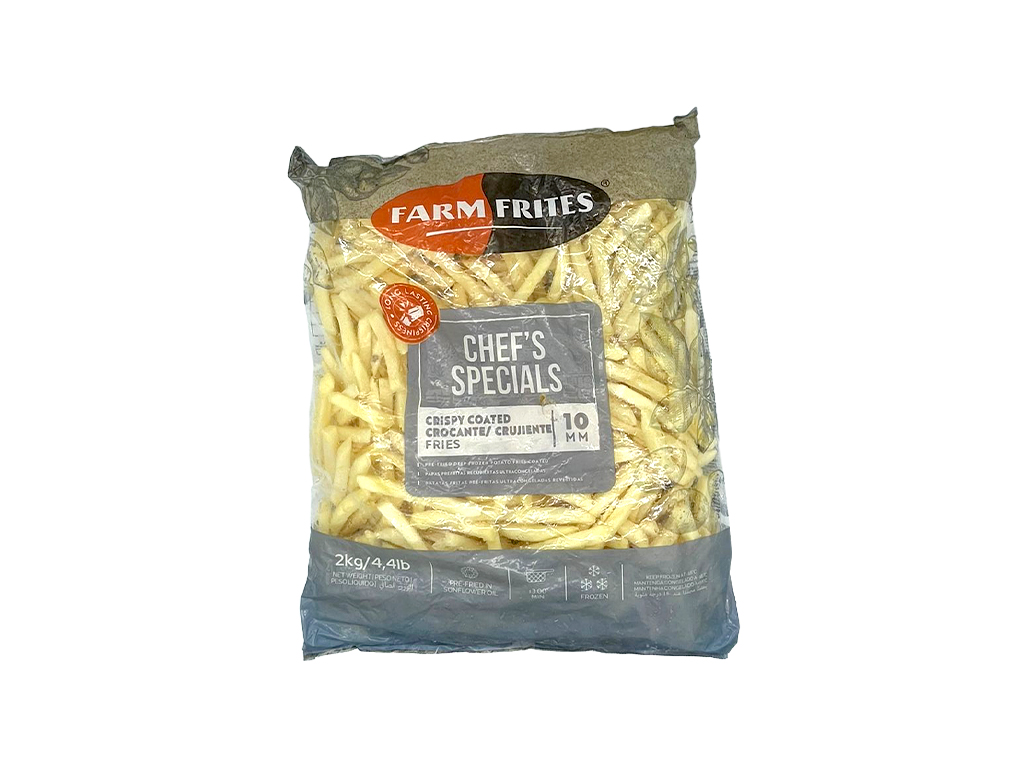 BATATA PALITO CONGELADA PRÉ FRITA 10 MM CORTE TRADICIONAL CRISPY COATED FARM FRITES 2 KILO (CX 6 PCT) - PMG Atacadista - Melhor Preço em Atacado BATATA PALITO CONGELADA PRÉ FRITA 10 MM CORTE TRADICIONAL CRISPY COATED FARM FRITES 2 KILO (CX 6 PCT) - produto atacado, food service - PMG Atacadista - Atacado Food Service Itapecerica