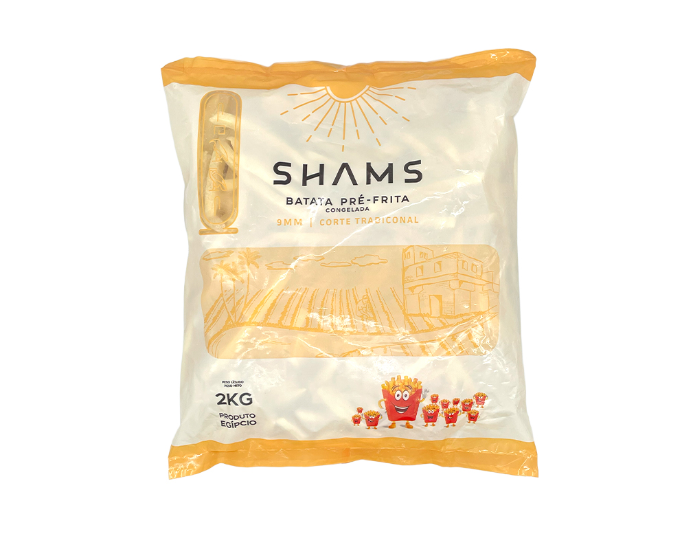 BATATA PALITO CONGELADA PRÉ FRITA 9 MM CORTE TRADICIONAL SHAMS 2 KILO (CX 5 PCT) - PMG Atacadista - Melhor Preço em Atacado BATATA PALITO CONGELADA PRÉ FRITA 9 MM CORTE TRADICIONAL SHAMS 2 KILO (CX 5 PCT) - produto atacado, food service - PMG Atacadista - Atacado Food Service Itapecerica