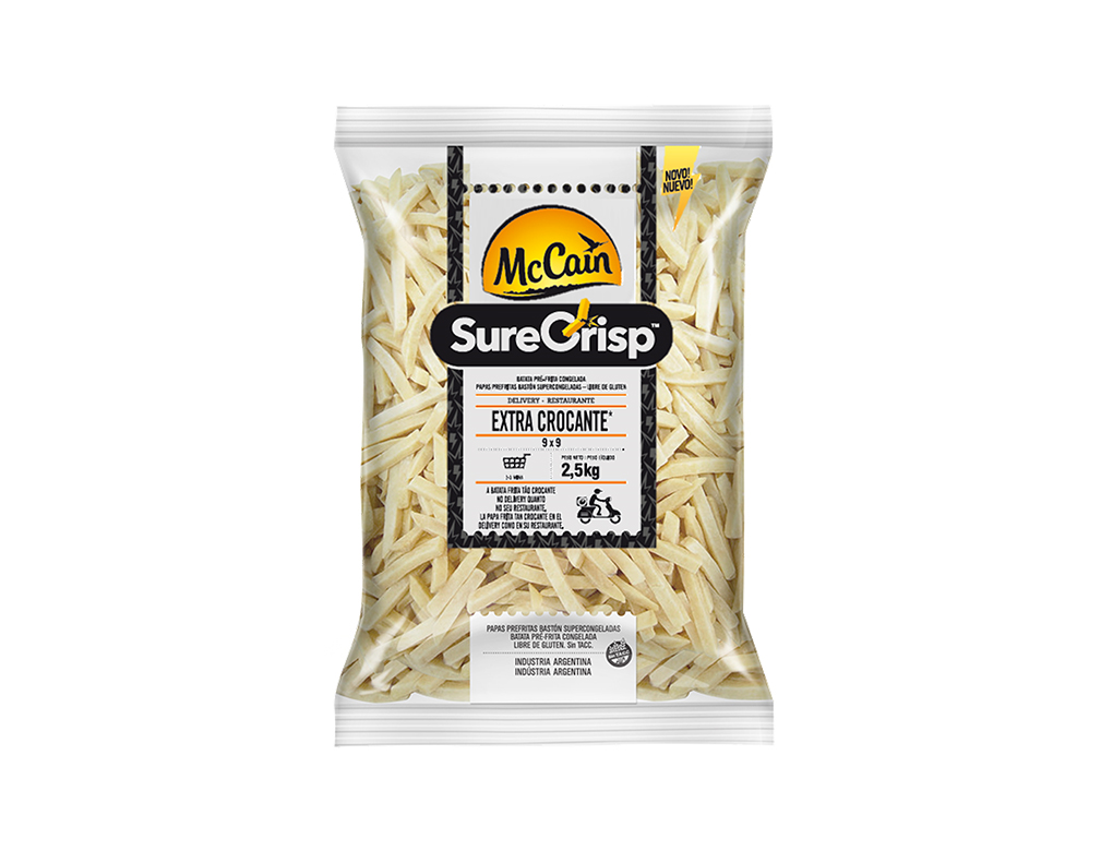 BATATA PALITO CONGELADA PRÉ FRITA 9 MM CORTE TRADICIONAL SURECRISP EXTRA CROCANTE MCCAIN 2,5 KILO (CX 6 PCT) BLACK FRIDAY PMG ATACADISTA