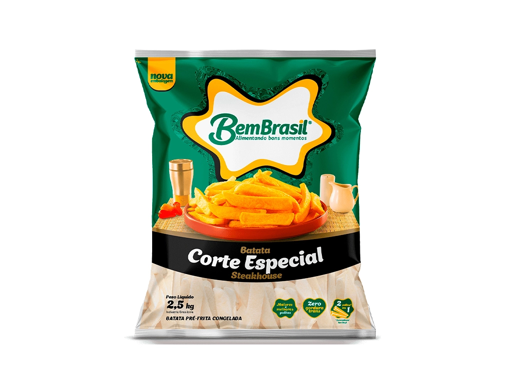 BATATA PALITO CONGELADA PRÉ FRITA 9 X 18 MM STEAKHOUSE CORTE ESPECIAL BEM BRASIL 2,5 KILO (CX 6 PCT) BLACK FRIDAY PMG ATACADISTA