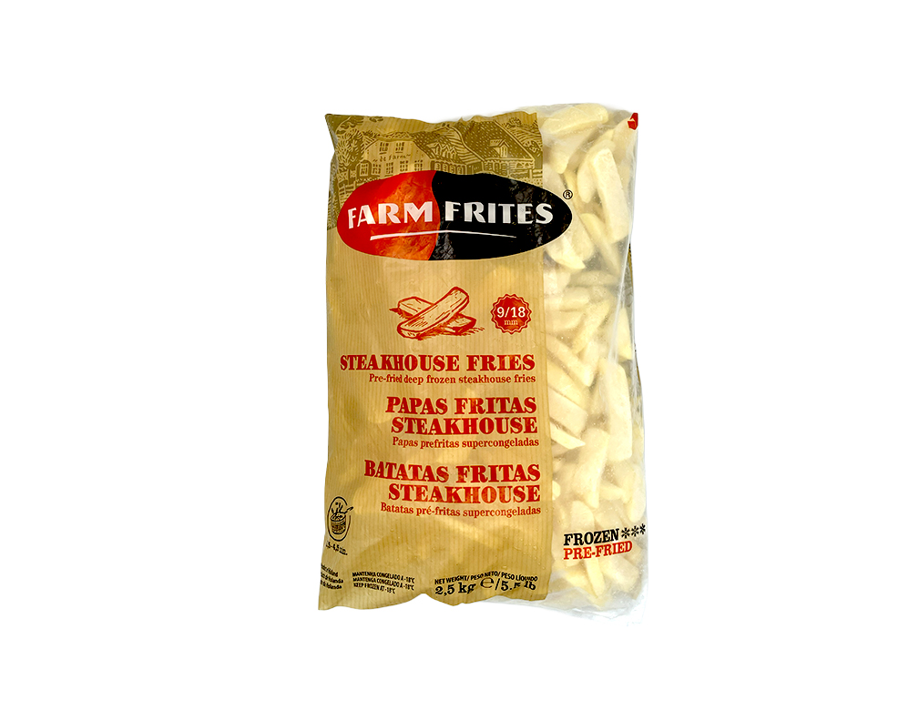 BATATA PALITO CONGELADA PRÉ FRITA 9 X 18 MM STEAKHOUSE FARM FRITES 2,5 KILO (CX 5 PCT) - PMG Atacadista - Melhor Preço em Atacado BATATA PALITO CONGELADA PRÉ FRITA 9 X 18 MM STEAKHOUSE FARM FRITES 2,5 KILO (CX 5 PCT) - produto atacado, food service - PMG Atacadista - Atacado Food Service Itapecerica