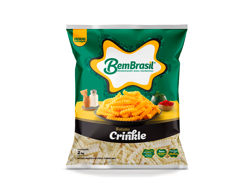 BATATA PALITO CONGELADA PRÉ FRITA CRINKLE ONDULADA BEM BRASIL 2 KILO (CX 6 PCT) BLACK FRIDAY PMG ATACADISTA