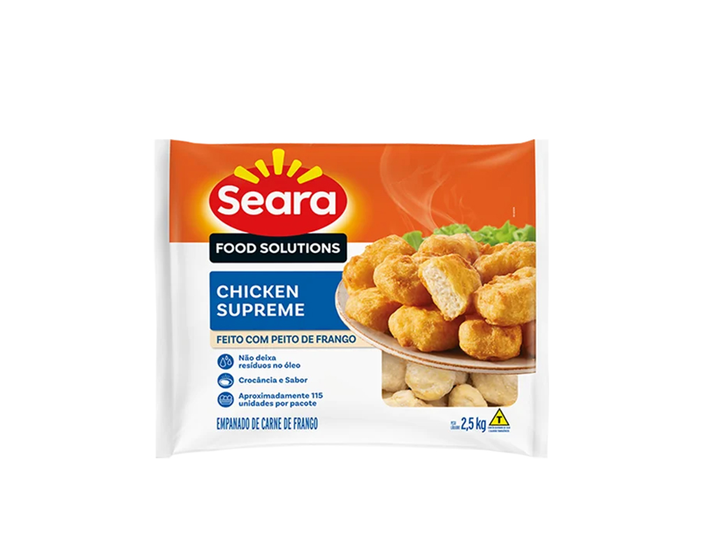 CHICKEN DE FRANGO CONGELADO EMPANADO SUPREME SEARA 2,5 KILO (CX 2 PCT) BLACK FRIDAY PMG ATACADISTA