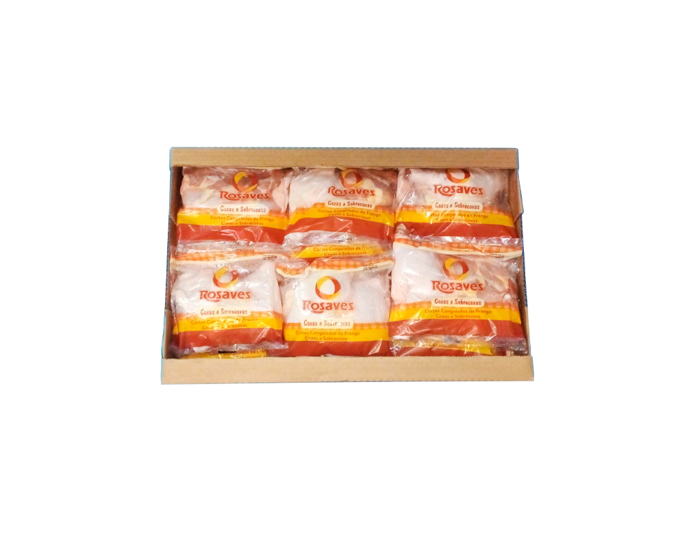 COXAS E SOBRECOXAS DE FRANGO CONGELADAS COM OSSO ROSAVES (CX 18 KILO) BLACK FRIDAY PMG ATACADISTA