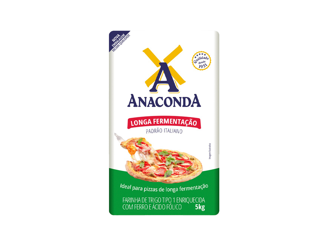FARINHA DE TRIGO LONGA FERMENTAÇÃO PIZZA ANACONDA 5 KILO (FDO 25 KILO) BLACK FRIDAY PMG ATACADISTA