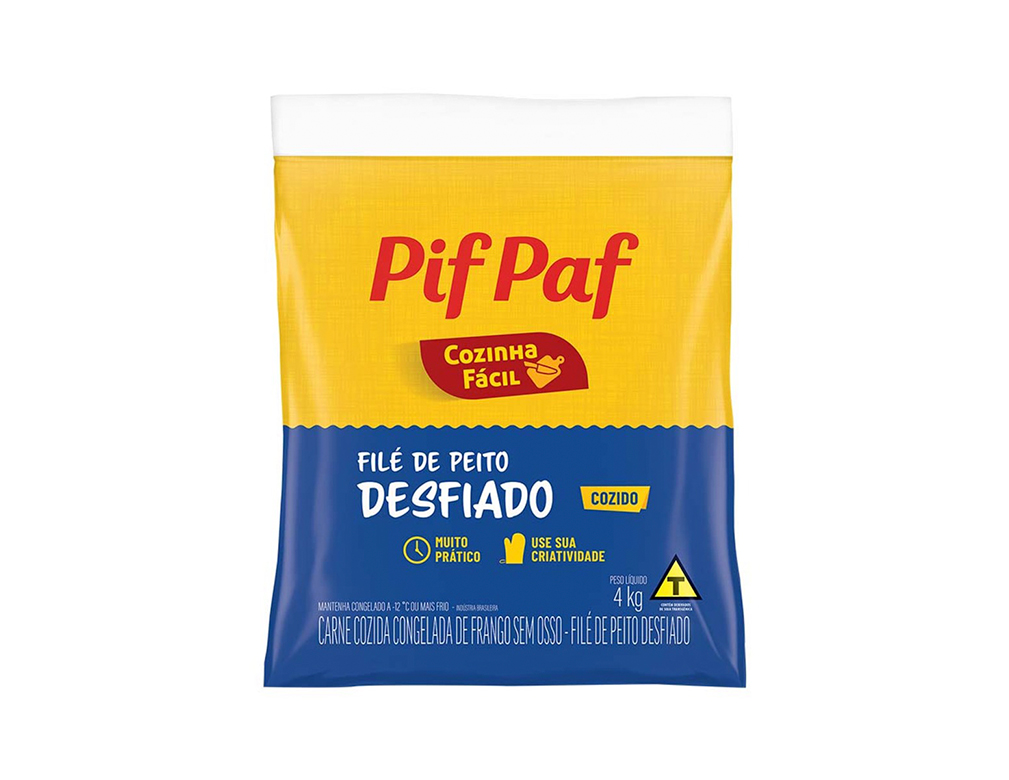 FILÉ DE PEITO DE FRANGO CONGELADO COZIDO DESFIADO E TEMPERADO PIF PAF 4 KILO (CX 4 PCT) BLACK FRIDAY PMG ATACADISTA