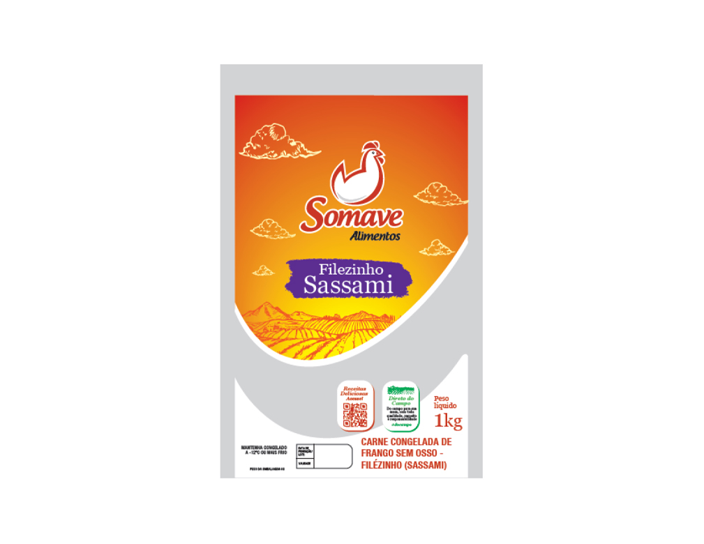 FILEZINHO SASSAMI DE FRANGO CONGELADO SOMAVE 1 KILO (CX 18 PCT) BLACK FRIDAY PMG ATACADISTA