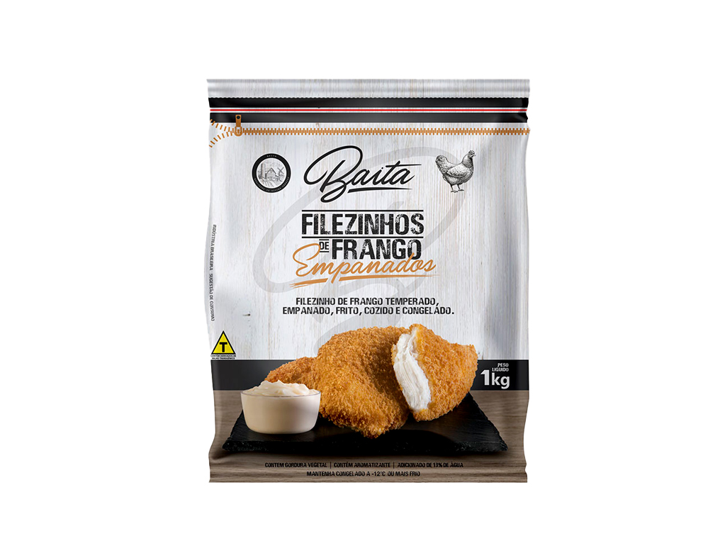 FILEZINHO SASSAMI DE FRANGO CONGELADO TEMPERADOS E EMPANADOS BAITA 1 KILO (CX 10 PCT) BLACK FRIDAY PMG ATACADISTA