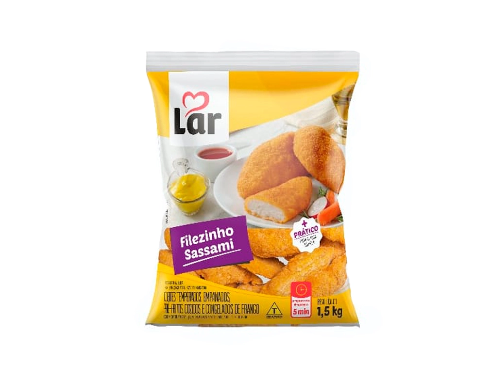 FILEZINHO SASSAMI DE FRANGO CONGELADO TEMPERADOS E EMPANADOS LAR 1,5 KILO (CX 4 PCT) BLACK FRIDAY PMG ATACADISTA