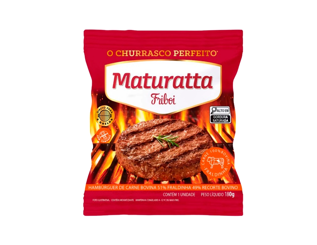 HAMBÚRGUER DE CARNE BOVINA FRALDINHA MATURATTA FRIBOI 180 G (CX 18 UN) BLACK FRIDAY PMG ATACADISTA