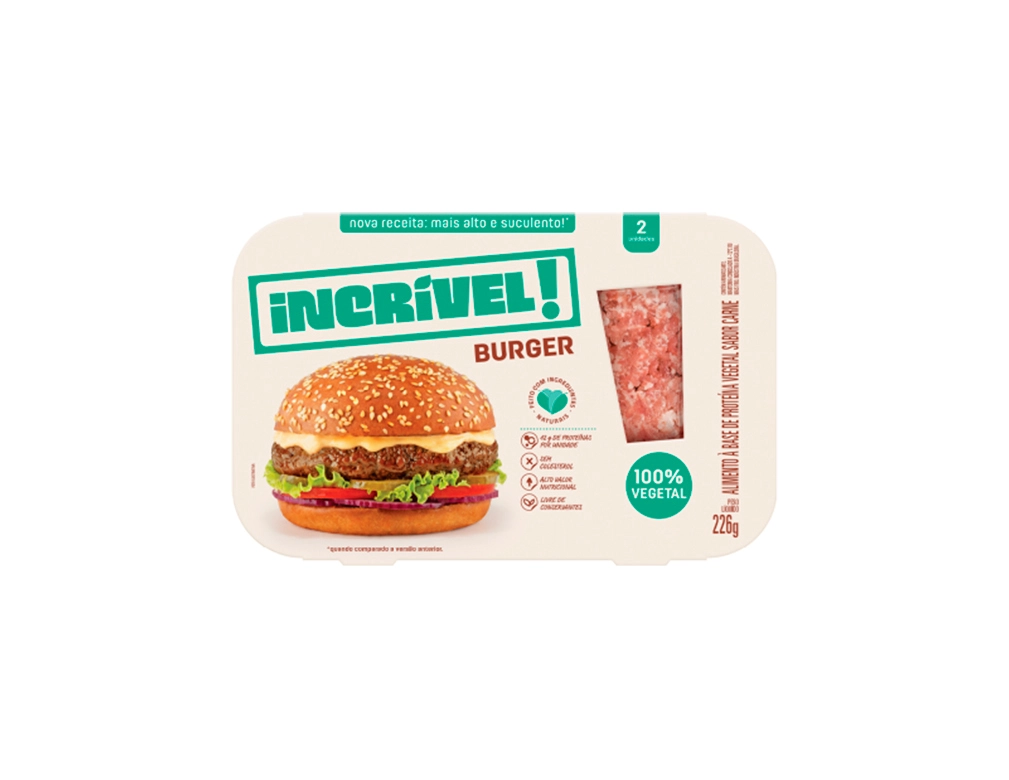 HAMBÚRGUER DE PROTEÍNA VEGETAL SABOR CARNE INCRÍVEL 113 G (CX 24 UN) BLACK FRIDAY PMG ATACADISTA