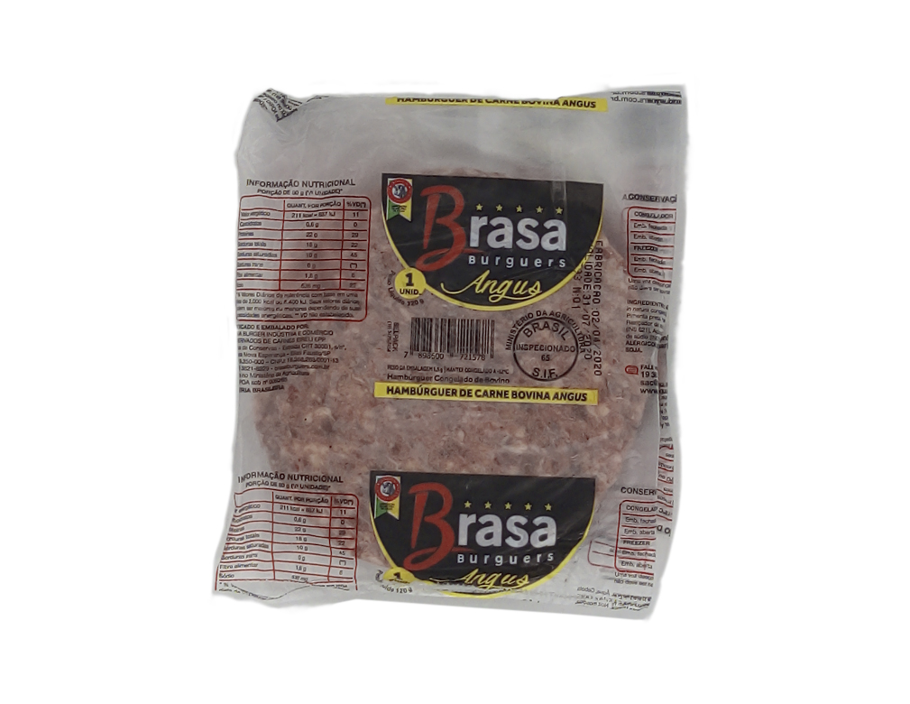 HAMBÚRGUER GRANDE DE CARNE BOVINA ANGUS BRASA BURGUERS 120 G (CX 30 UN) BLACK FRIDAY PMG ATACADISTA