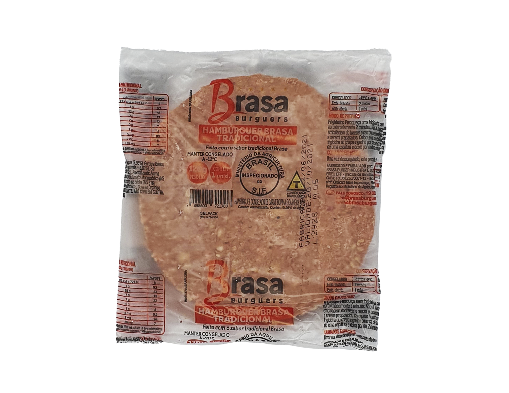 HAMBÚRGUER GRANDE DE CARNE BOVINA E AVES TRADICIONAL BRASA BURGUERS 120 G (CX 30 UN) BLACK FRIDAY PMG ATACADISTA