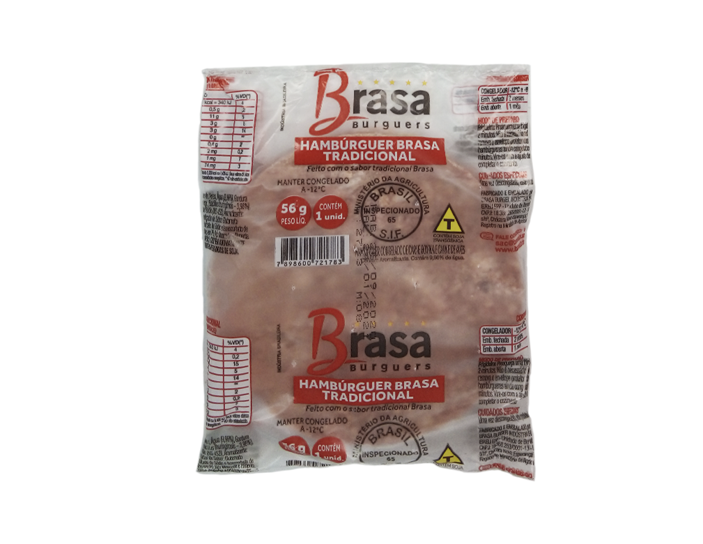 HAMBÚRGUER PEQUENO DE CARNE BOVINA E AVES TRADICIONAL BRASA BURGUERS 56 G (CX 36 UN) BLACK FRIDAY PMG ATACADISTA