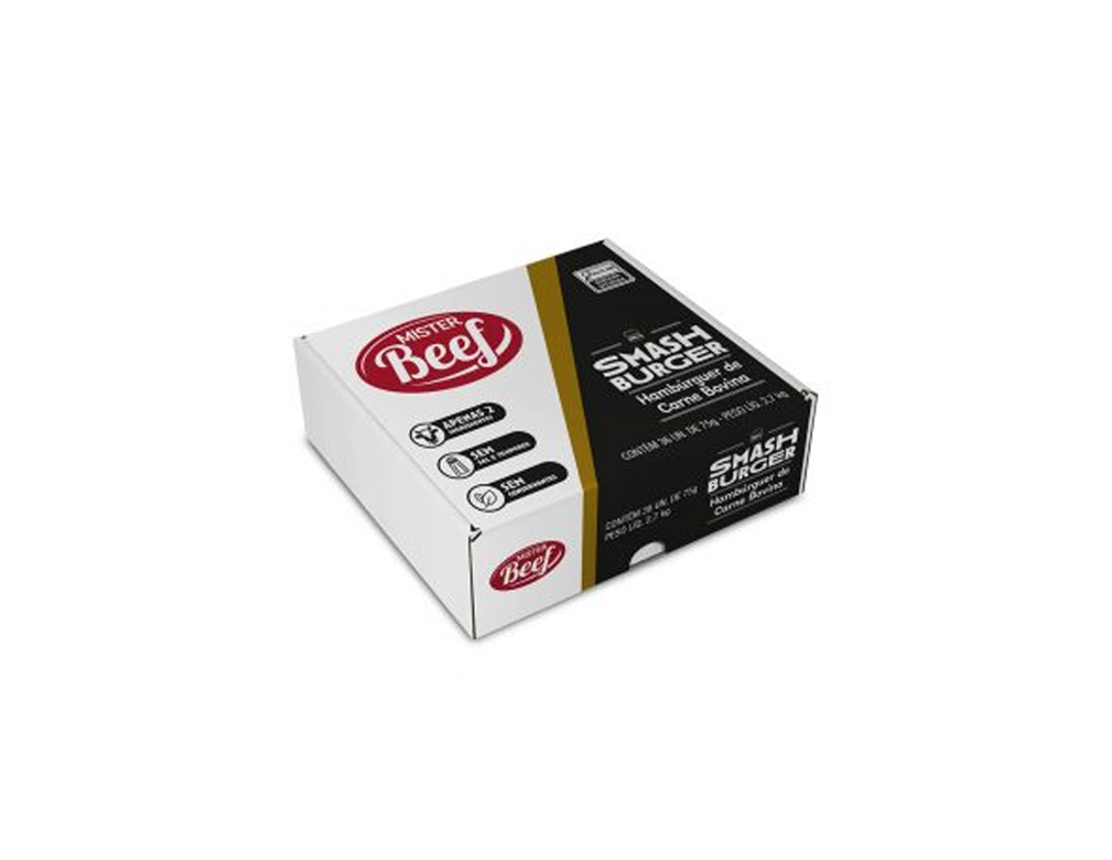 HAMBÚRGUER PEQUENO DE CARNE BOVINA SMASH MISTER BEEF 75 G (CX 36 UN) BLACK FRIDAY PMG ATACADISTA