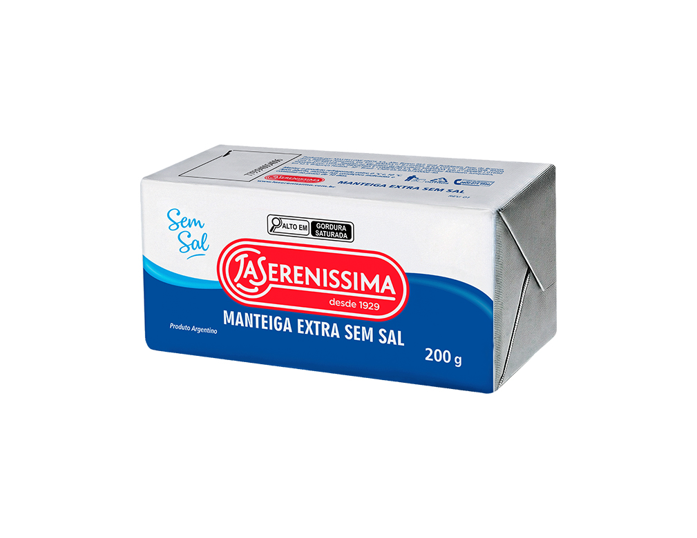 MANTEIGA PEQUENA "EXTRA" SEM SAL LA SERENISSIMA 200 G (CX 10 UN) BLACK FRIDAY PMG ATACADISTA