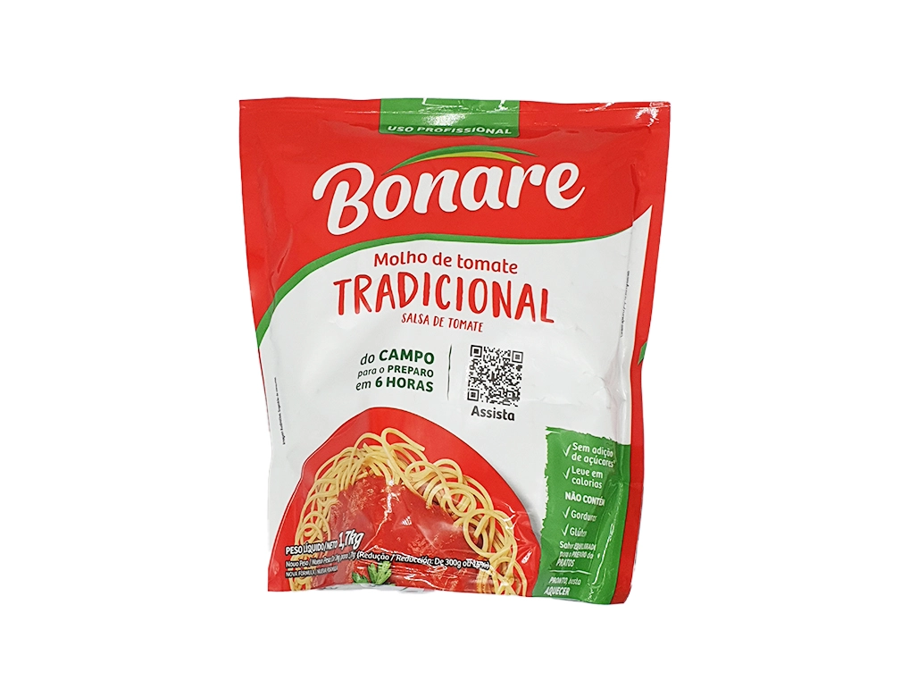 MOLHO DE TOMATE TRADICIONAL BONARE GOIĆS VERDE 1,7 KILO (CX 6 BAG) BLACK FRIDAY PMG ATACADISTA