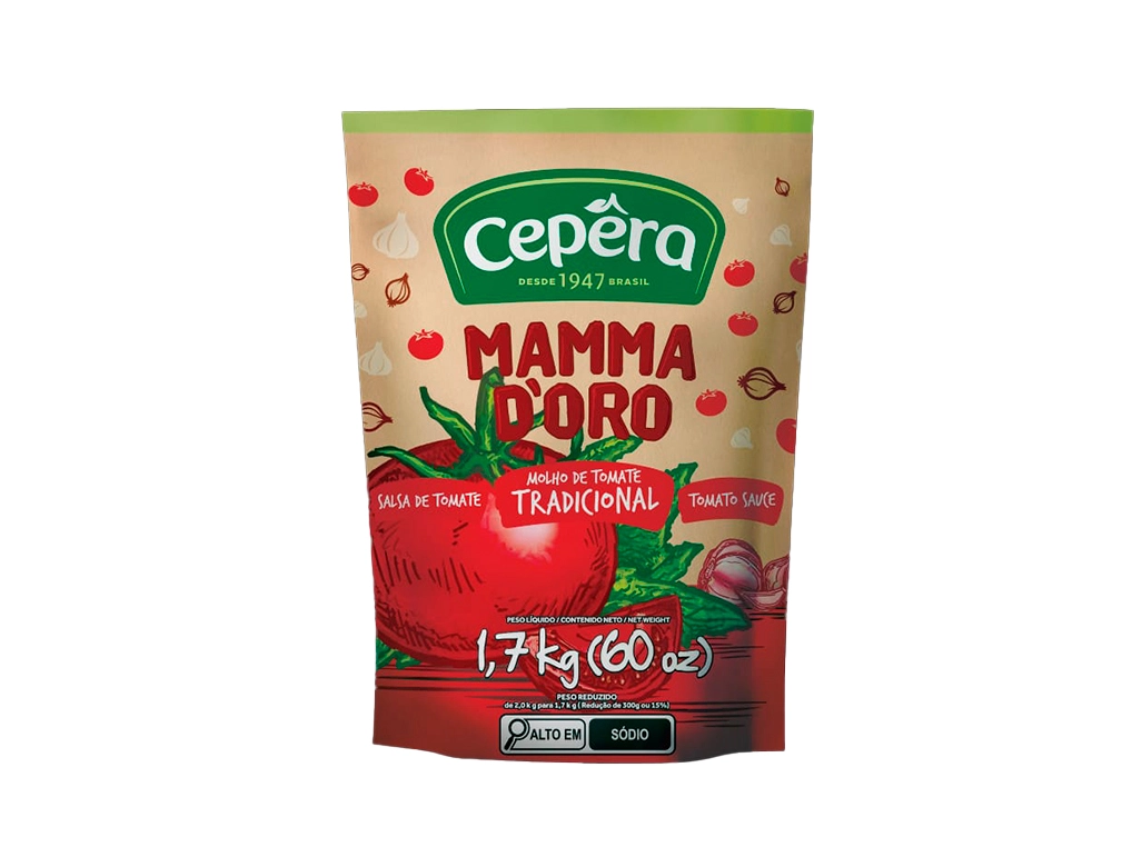 MOLHO DE TOMATE TRADICIONAL MAMMA D ORO CEPÊRA 1,7 KILO (CX 6 BAG) BLACK FRIDAY PMG ATACADISTA