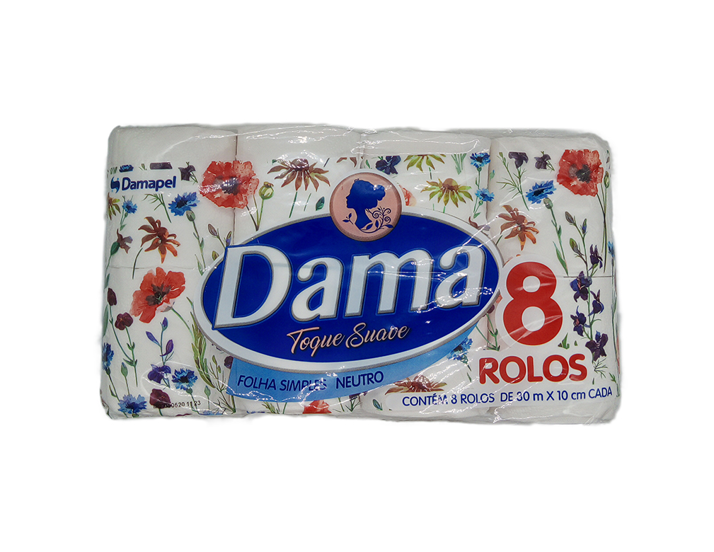 PAPEL HIGIÊNICO FOLHA SIMPLES DAMA 8 ROLOS BLACK FRIDAY PMG ATACADISTA