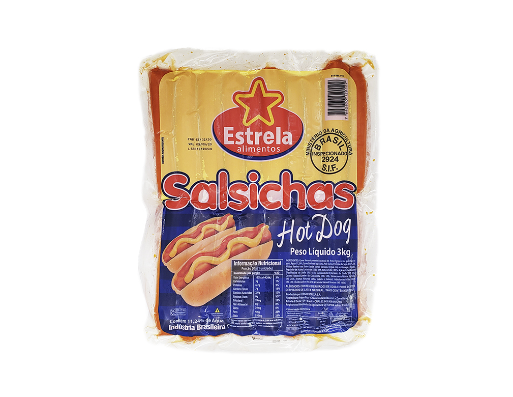 SALSICHA CONGELADA HOT DOG ESTRELA 3 KILO PCT BLACK FRIDAY PMG ATACADISTA