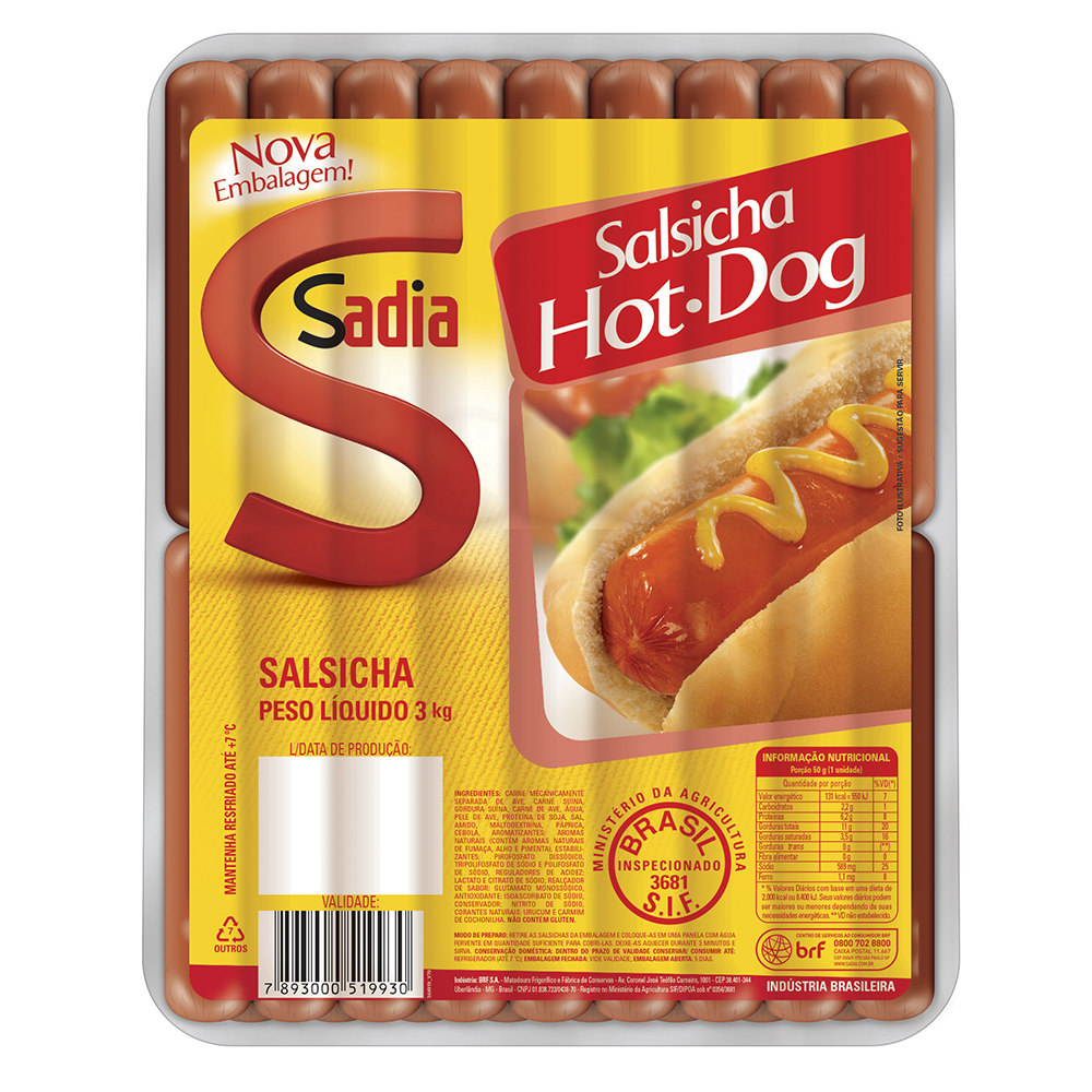 SALSICHA CONGELADA HOT DOG SADIA 3 KILO PCT BLACK FRIDAY PMG ATACADISTA